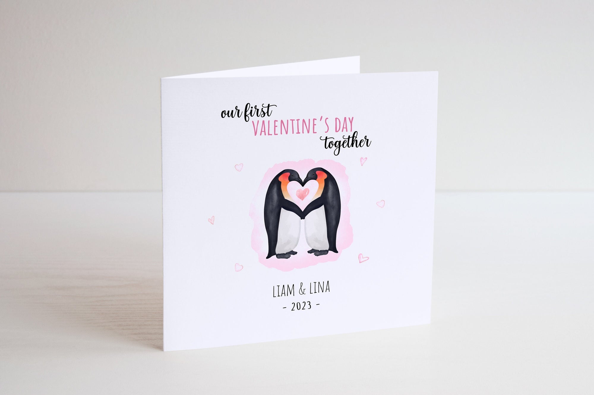 Personalised Penguin First Valentines Card - Valentine's Day - Couple Card - Husband Card - Wife Card - For Him - For Her