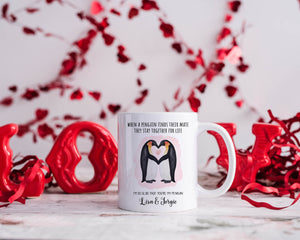 Personalised Penguin Valentine's Mug - Valentine's Day - Anniversary Gift - Couple Gift - Husband Mug - Wife Mug