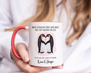 Personalised Penguin Valentine's Mug - Valentine's Day - Anniversary Gift - Couple Gift - Husband Mug - Wife Mug