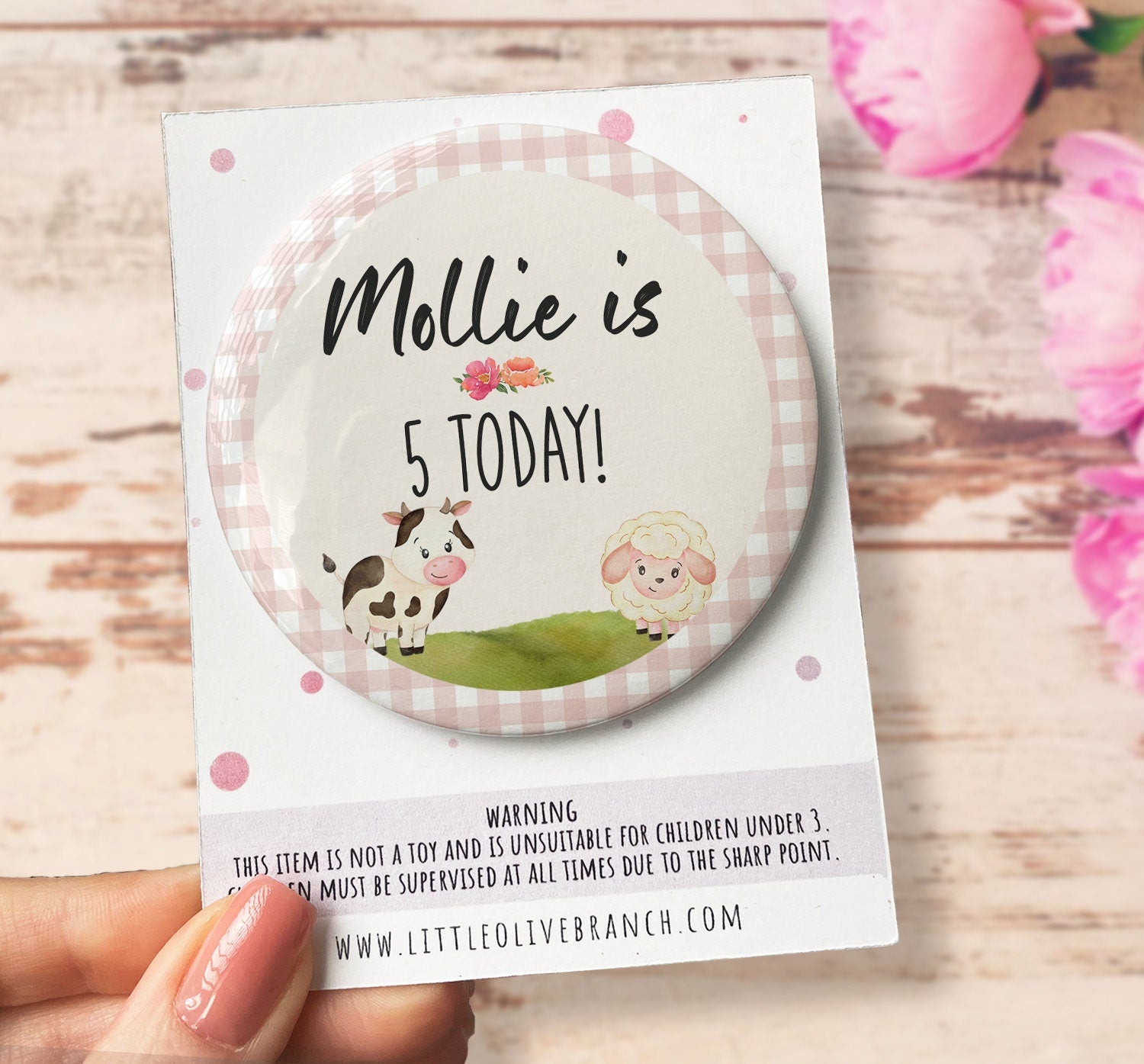 Pink Farm Birthday Badge - Birthday Girl - Birthday Badge - Farm Party