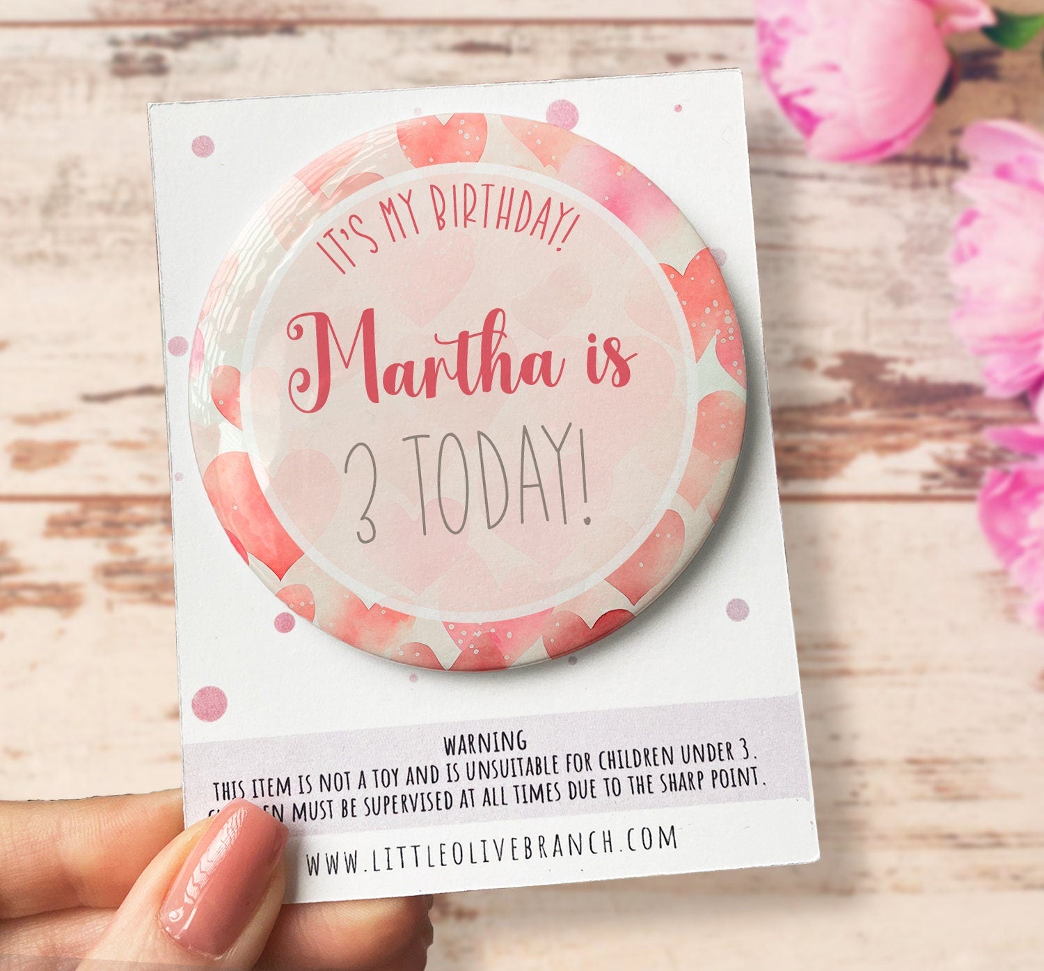 Hearts Birthday Badge - Birthday Girl - Birthday Badge - Cute Birthday Badge