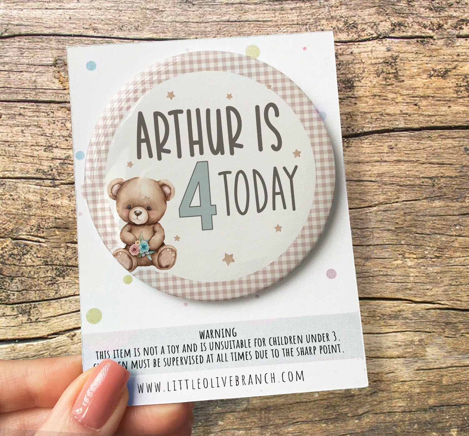 Teddy Bear Birthday Badge - Kids Birthday - Child Birthday Badge - Bear Birthday