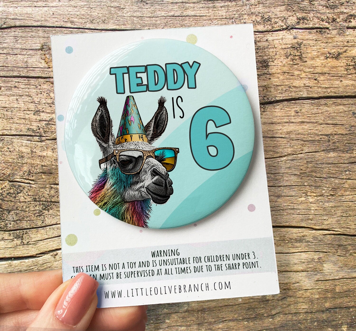 Llama Birthday Badge - Kids Birthday - Child Birthday Badge - Llama Birthday