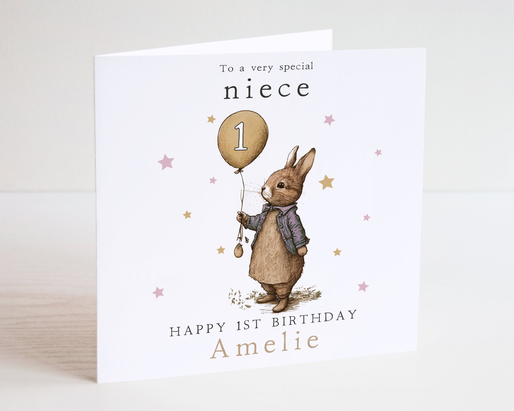 Personalised Bunny Birthday Card - Happy Birthday - Birthday - Kids Birthday Card - Niece Card - 1st Birthday Card - 2nd Birthday Card