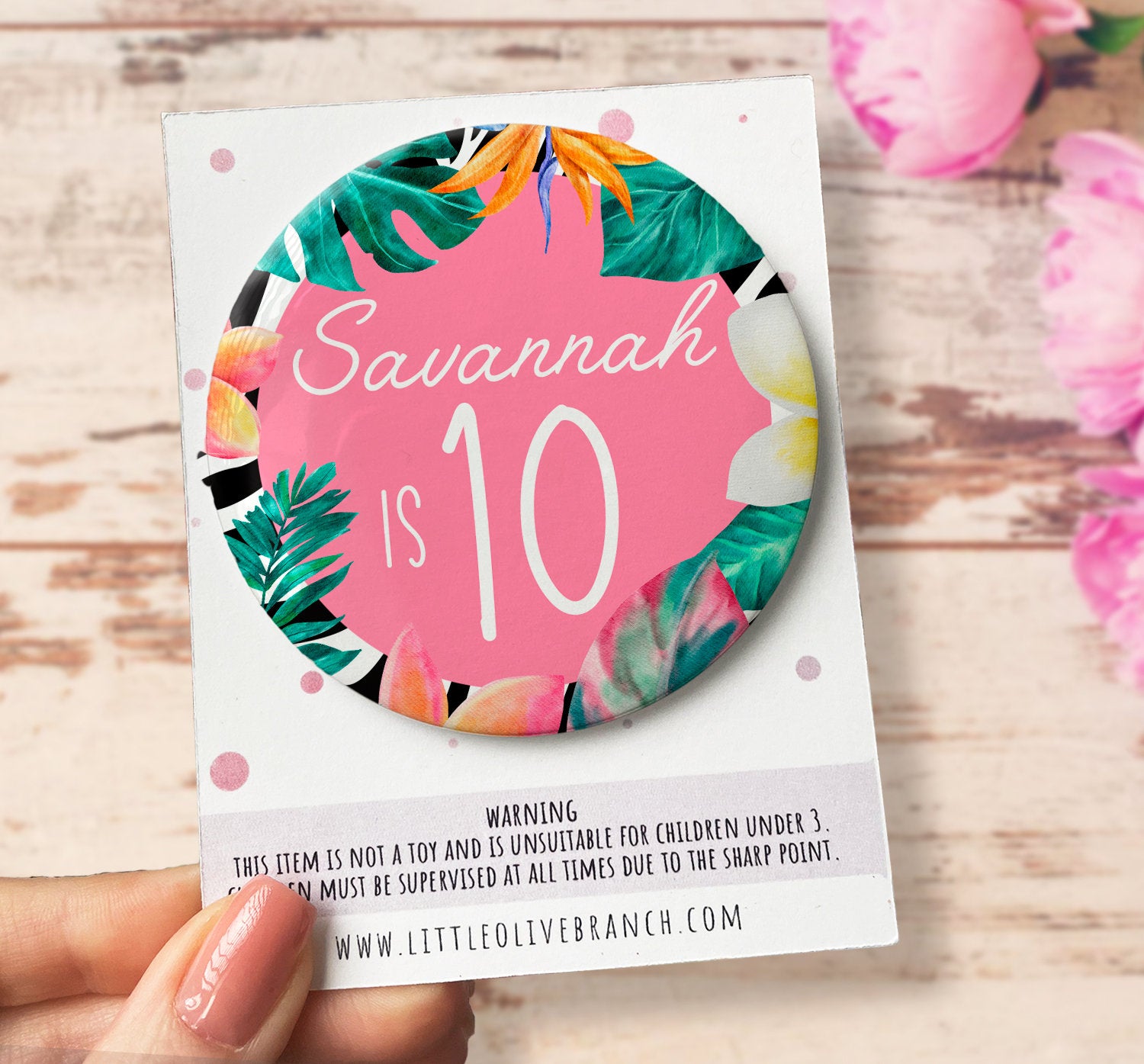 Birthday Girl Tropical Badge - Birthday Girl - Birthday Badge - Tropical Birthday