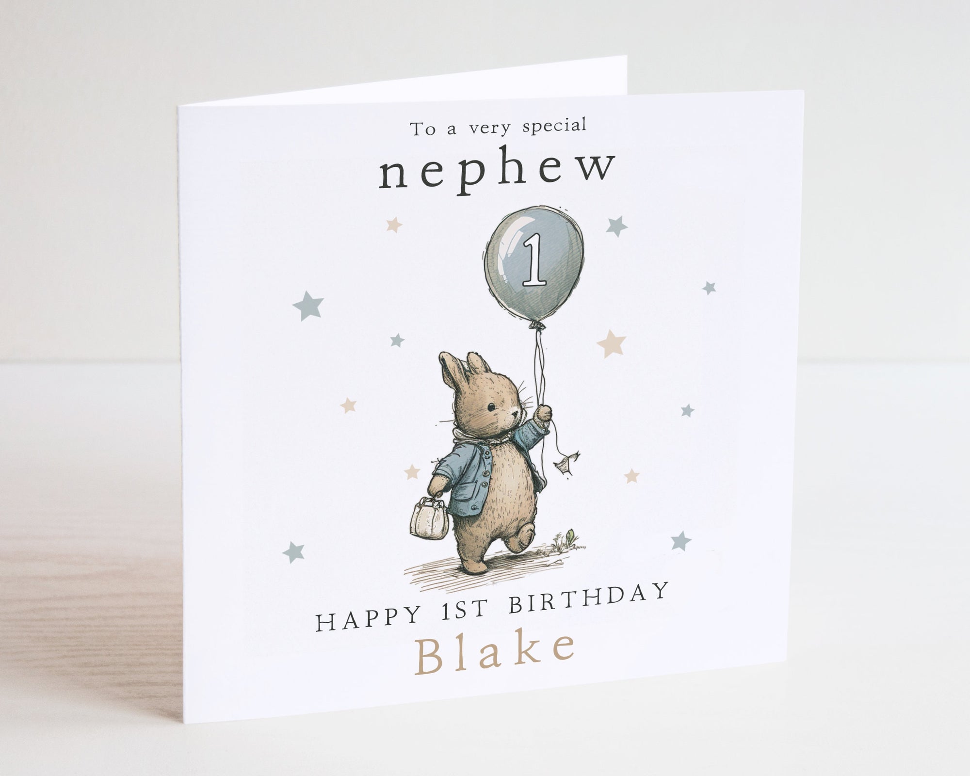 Personalised Bunny Birthday Card - Happy Birthday - Kids Birthday Card - Nephew Birthday - 1st Birthday Card - 2nd Birthday Card