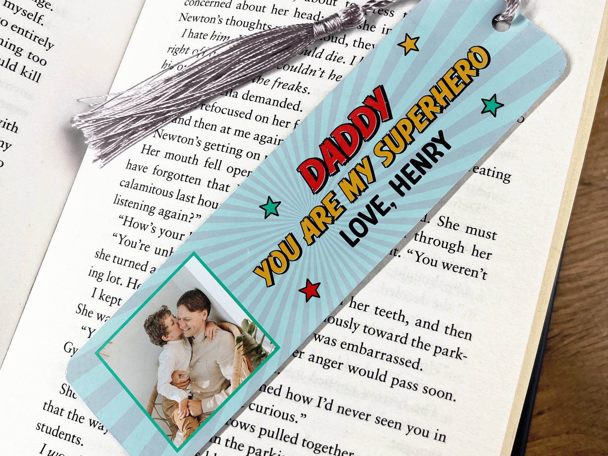 Daddy Photo Bookmark - Personalised Superhero Bookmark - Dad Gift - Fathers Day - Gift for Him