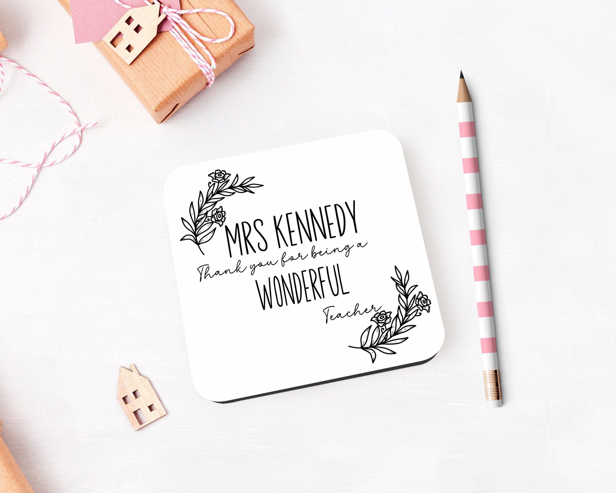 Teacher Personalised Coaster - Customised Name Coaster - Teacher Gift - End Of Term Gift