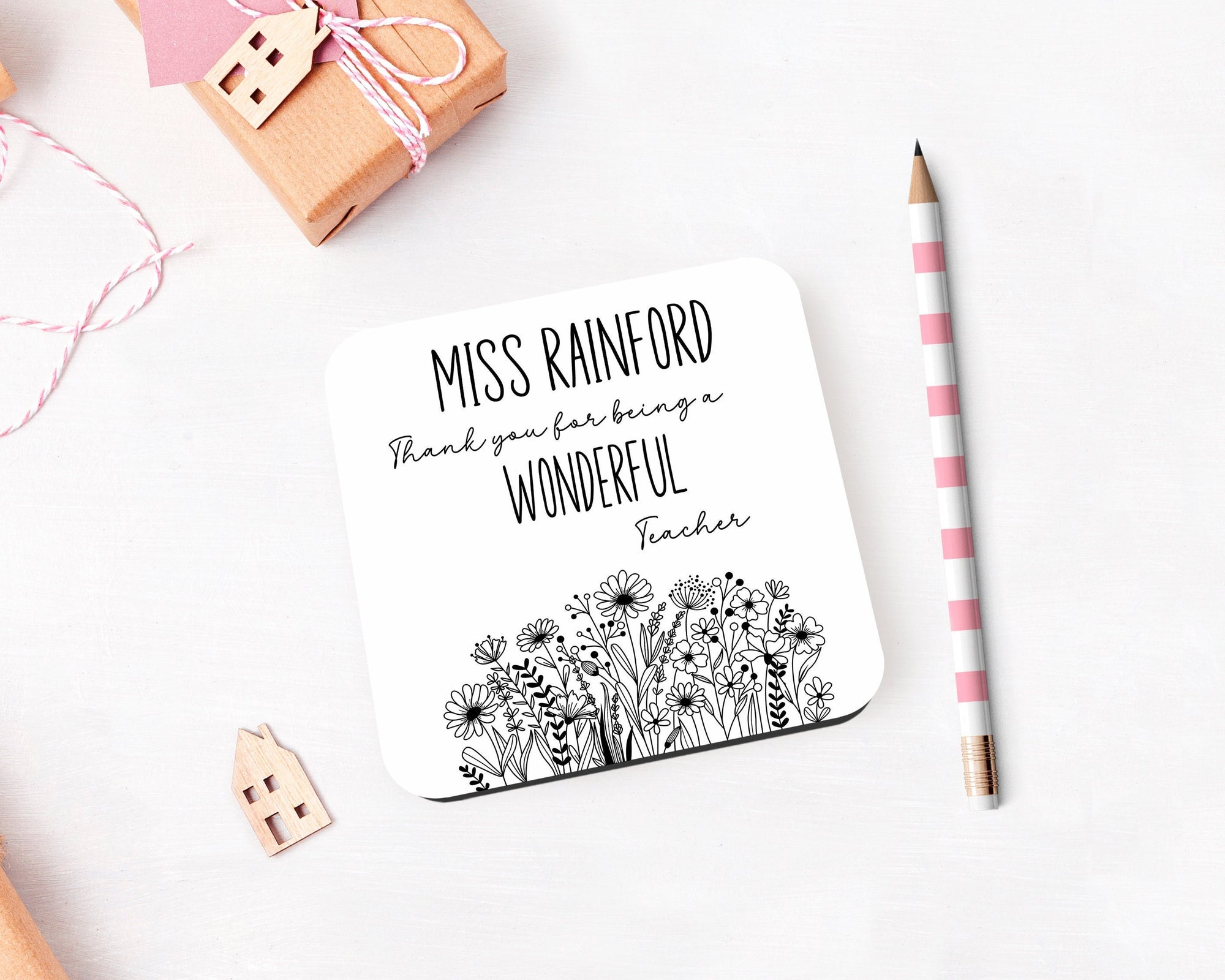 Teacher Personalised Coaster - Customised Name Coaster - Teacher Gift - End Of Term Gift