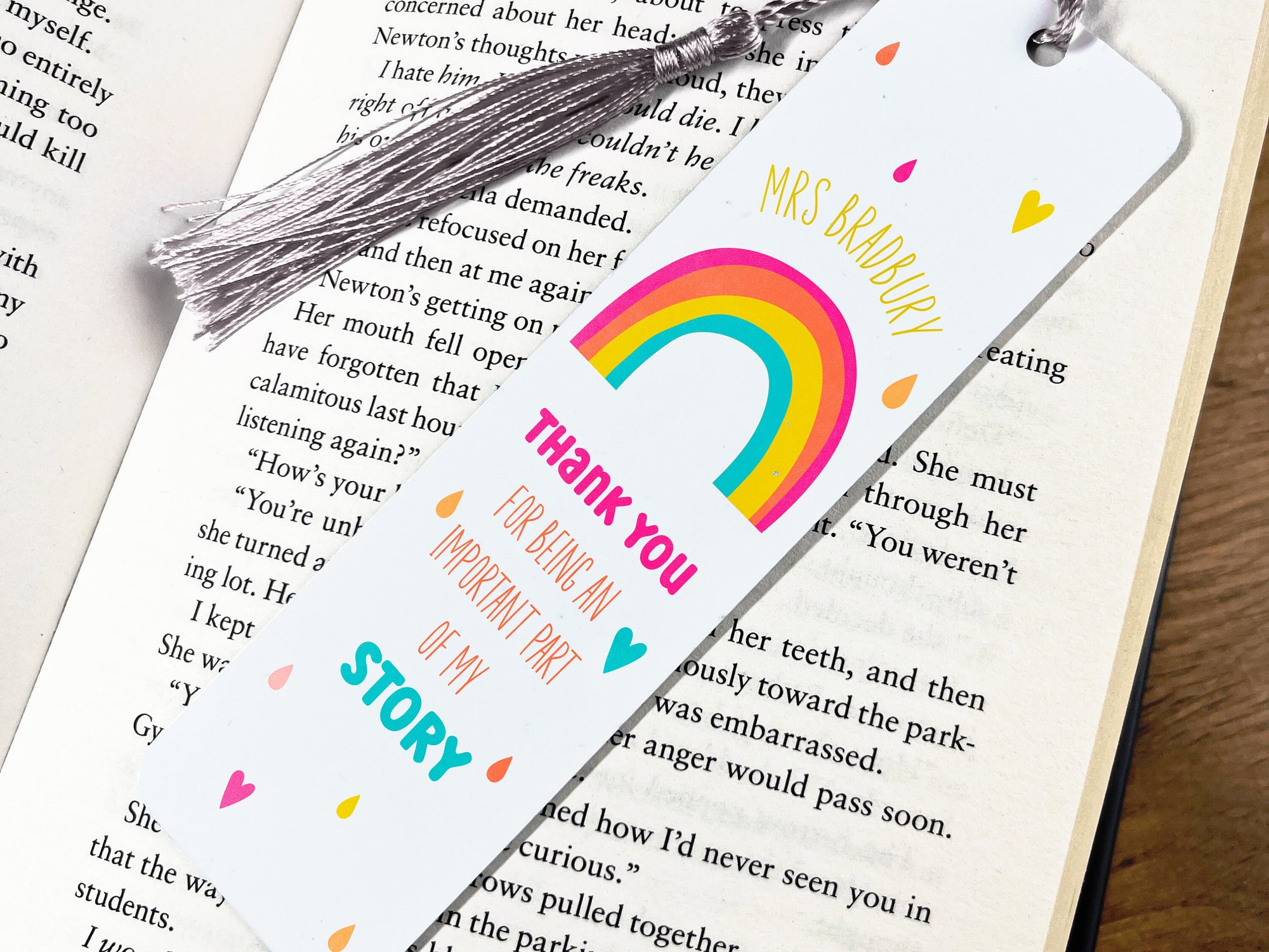 Teacher Rainbow Bookmark - Personalised Bookmark - End of Term Gift - Gift For Teacher