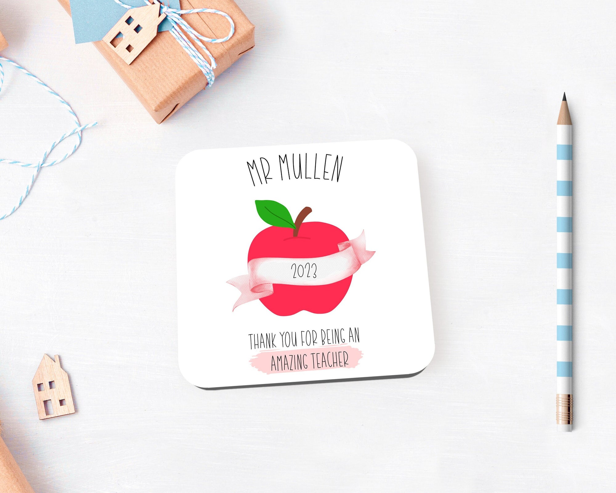 Teacher Personalised Coaster - Customised Name Coaster - Teacher Gift - End Of Term Gift