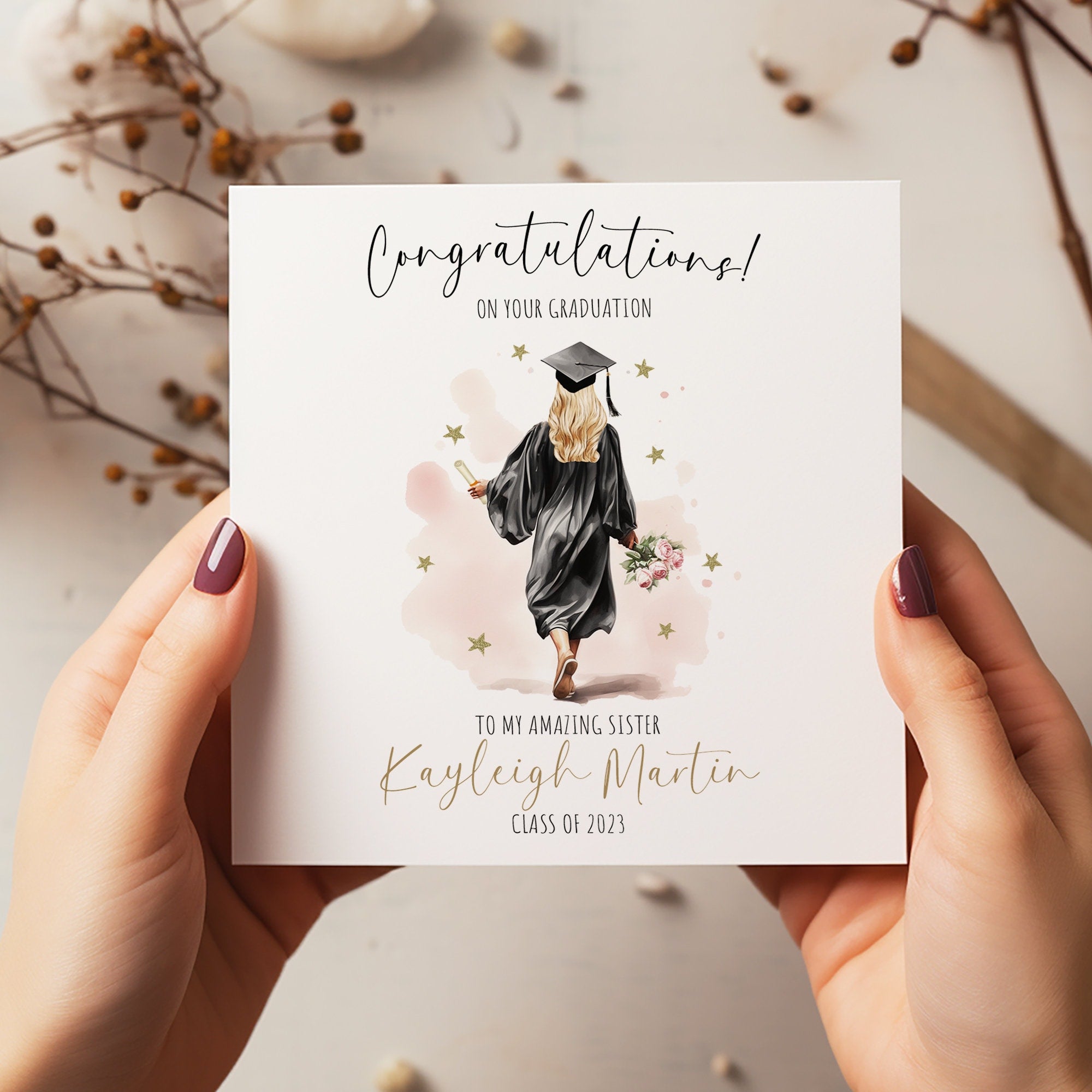 Personalised Graduation Card - Graduated Card - Celebration Card - Graduation Greeting Card - Girl Graduation Card - So She Did - C109