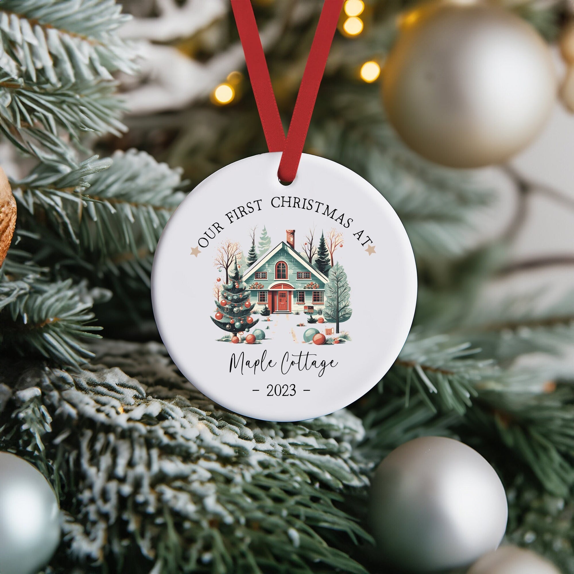 Personalised New Home Ceramic Christmas Decoration - Housewarming Gift - New Home Bauble - First Home Christmas Decoration