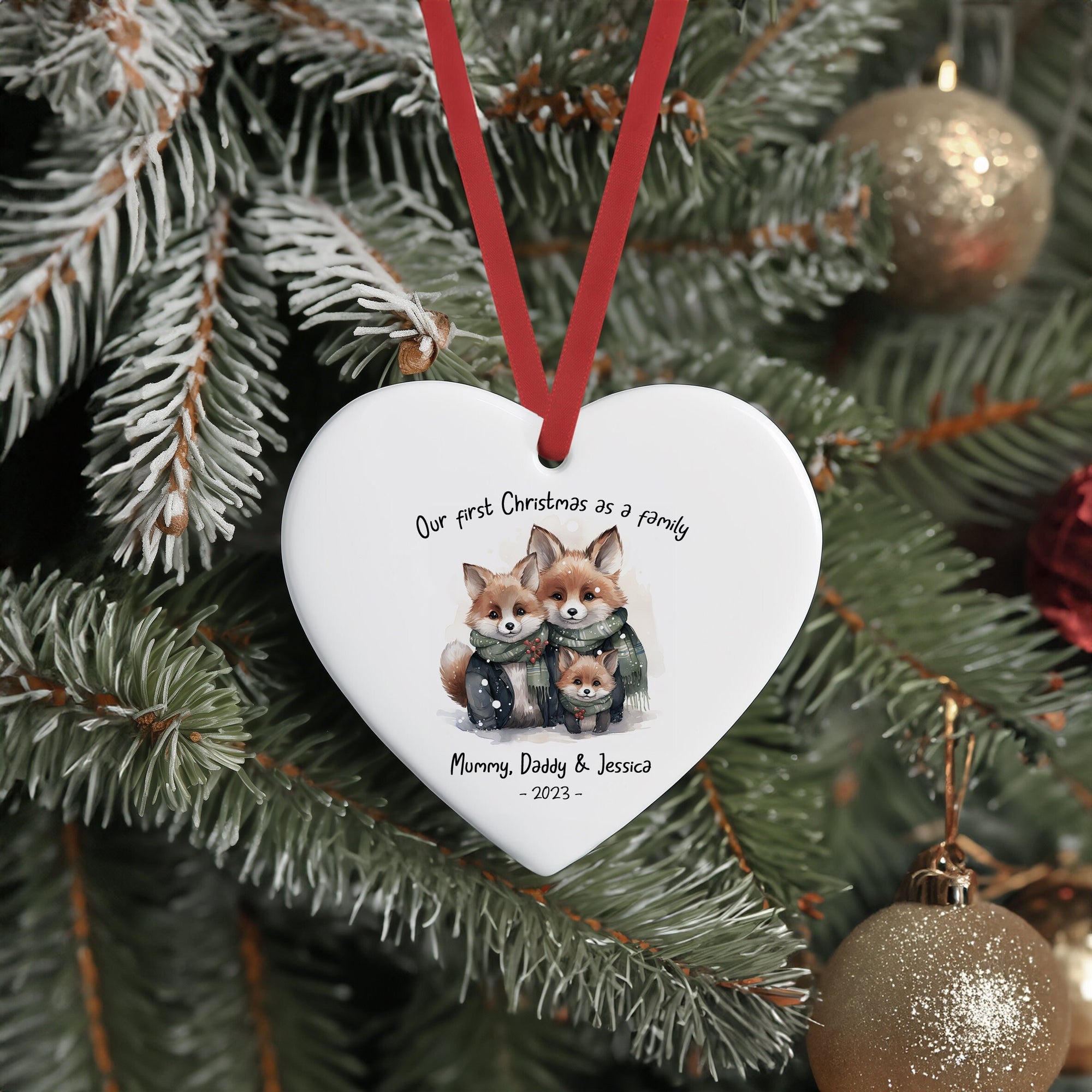 Personalised First Family Christmas Ceramic Decoration - New Baby Bauble - Family Christmas Decoration