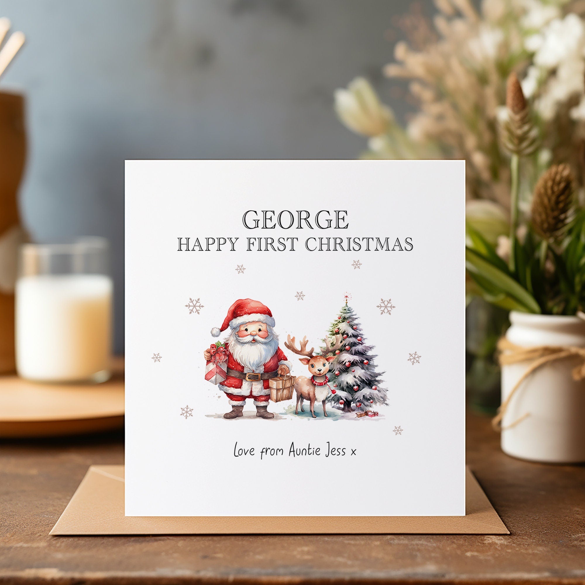 Personalised Father Christmas 1st Christmas Card - Santa Christmas Card - Baby's First Christmas