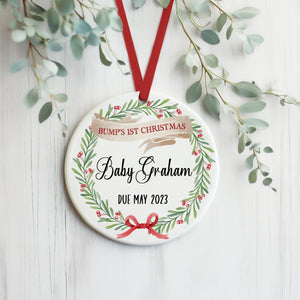 Personalised Baby Due Date Christmas Decoration - Pregnancy Announcement - New Baby Bauble