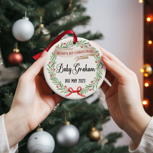 Personalised Baby Due Date Christmas Decoration - Pregnancy Announcement - New Baby Bauble