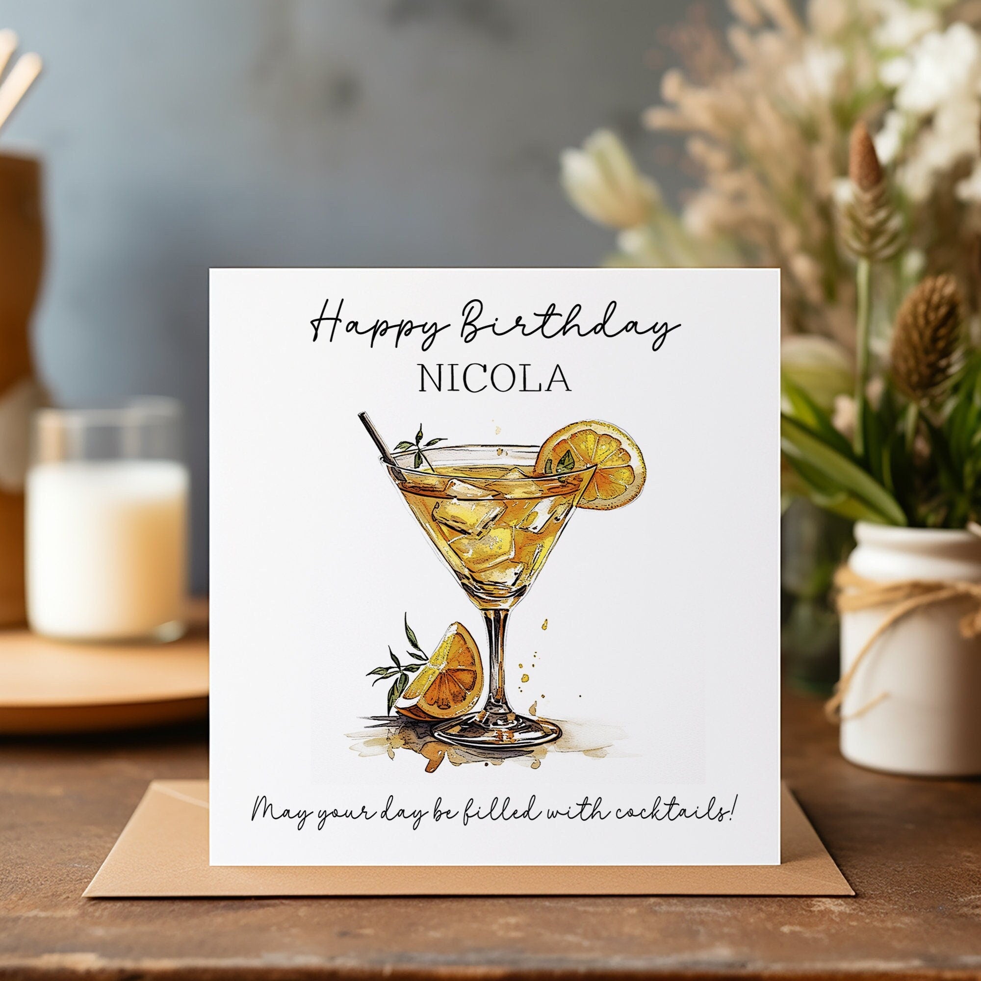 Personalised Cocktail Card - Happy Birthday - Birthday Card - Martini Birthday Card