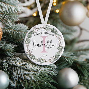 Personalised Baby's First Christmas Initial Ceramic Decoration - Baby 1st Christmas Bauble - Newborn Christmas Decoration