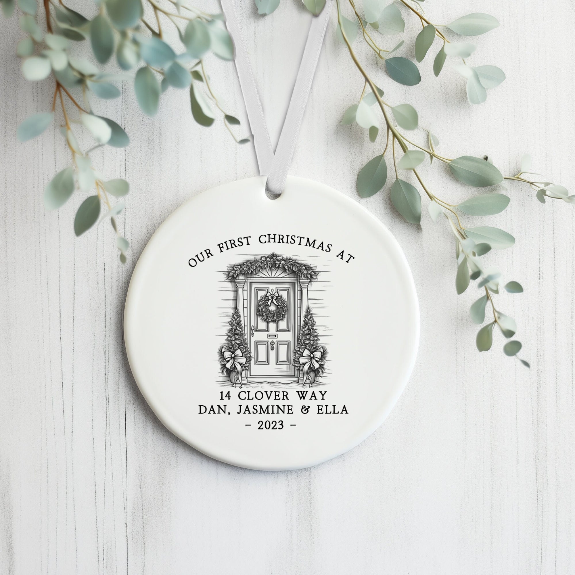 Personalised New Home Ceramic Christmas Decoration - Housewarming Gift - New Home Bauble - First Home Christmas Decoration