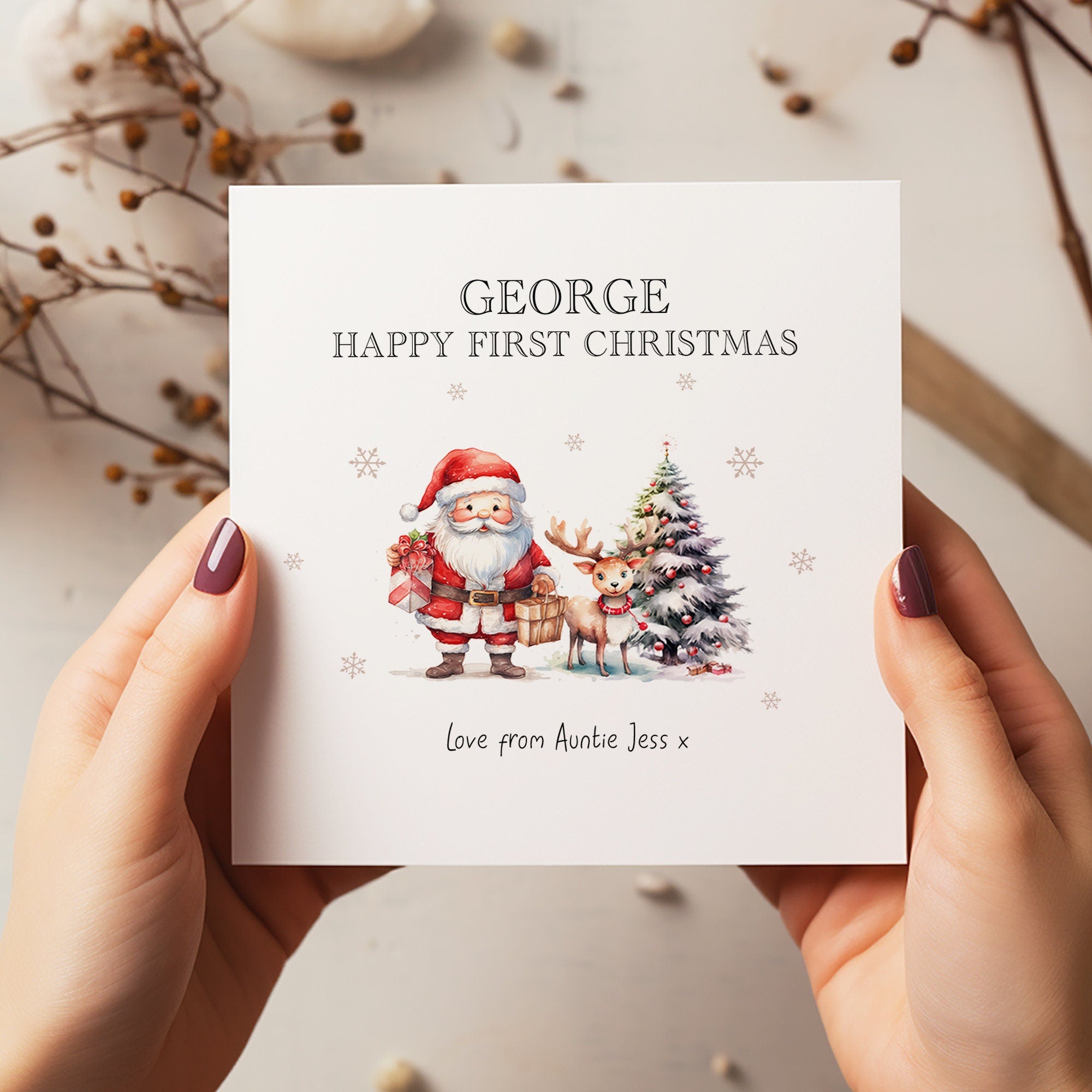 Personalised Father Christmas 1st Christmas Card - Santa Christmas Card - Baby's First Christmas