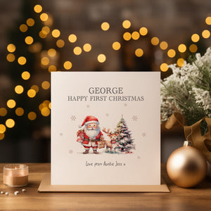 Personalised Father Christmas 1st Christmas Card - Santa Christmas Card - Baby's First Christmas