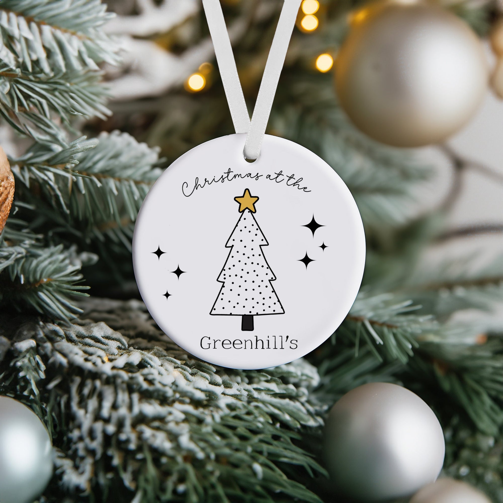 Personalised Family Ceramic Christmas Decoration - Christmas Tree Bauble - Family Name Christmas Decoration