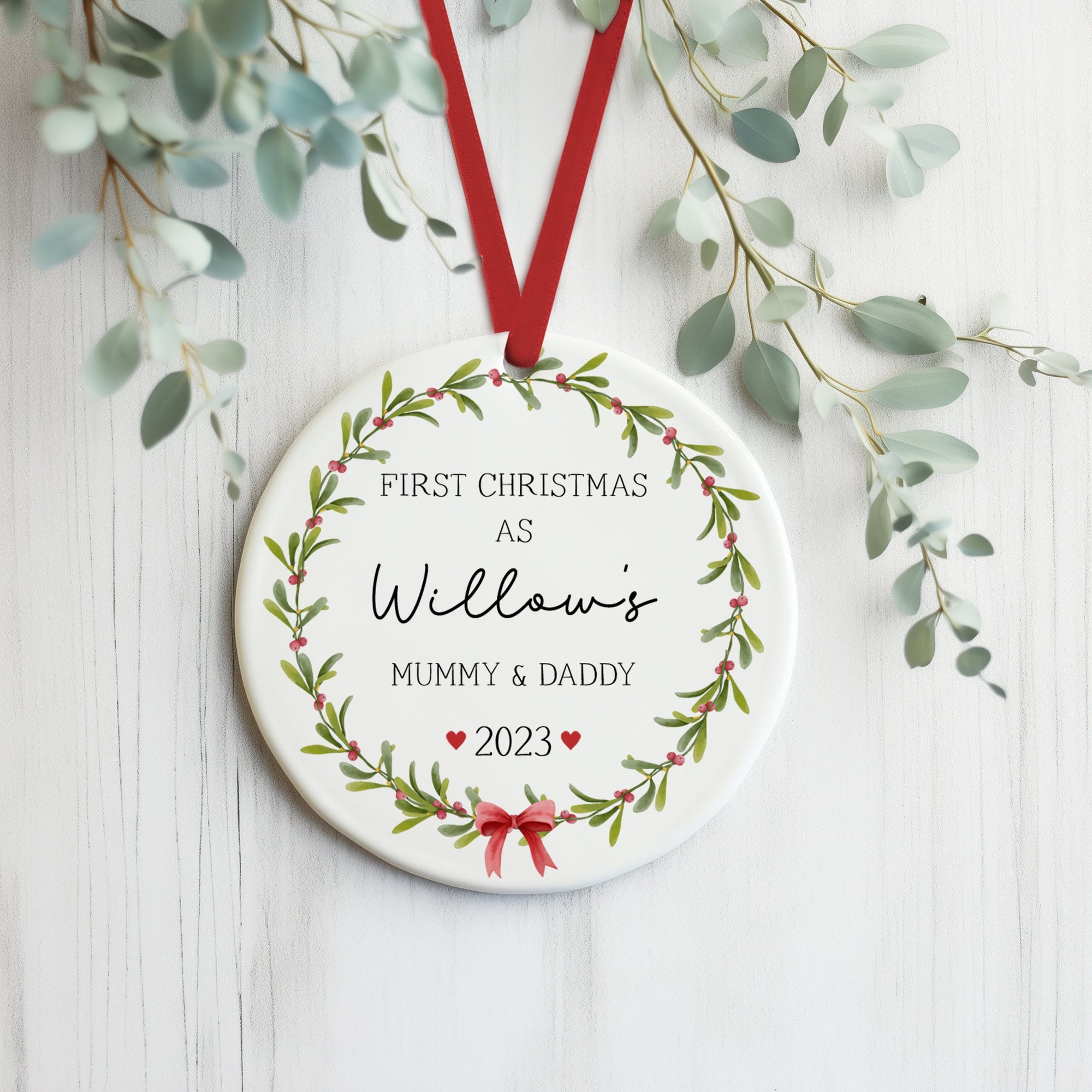 Personalised First Christmas Relatives Ceramic Christmas Decoration - First Christmas As Grandparents - New Parents