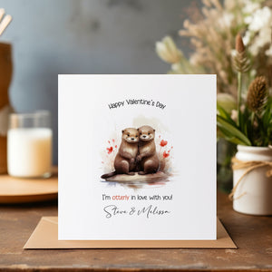 Personalised Otter Valentines Card - Valentine's Day - Couple Card - Husband Card - Wife Card - For Him - For Her