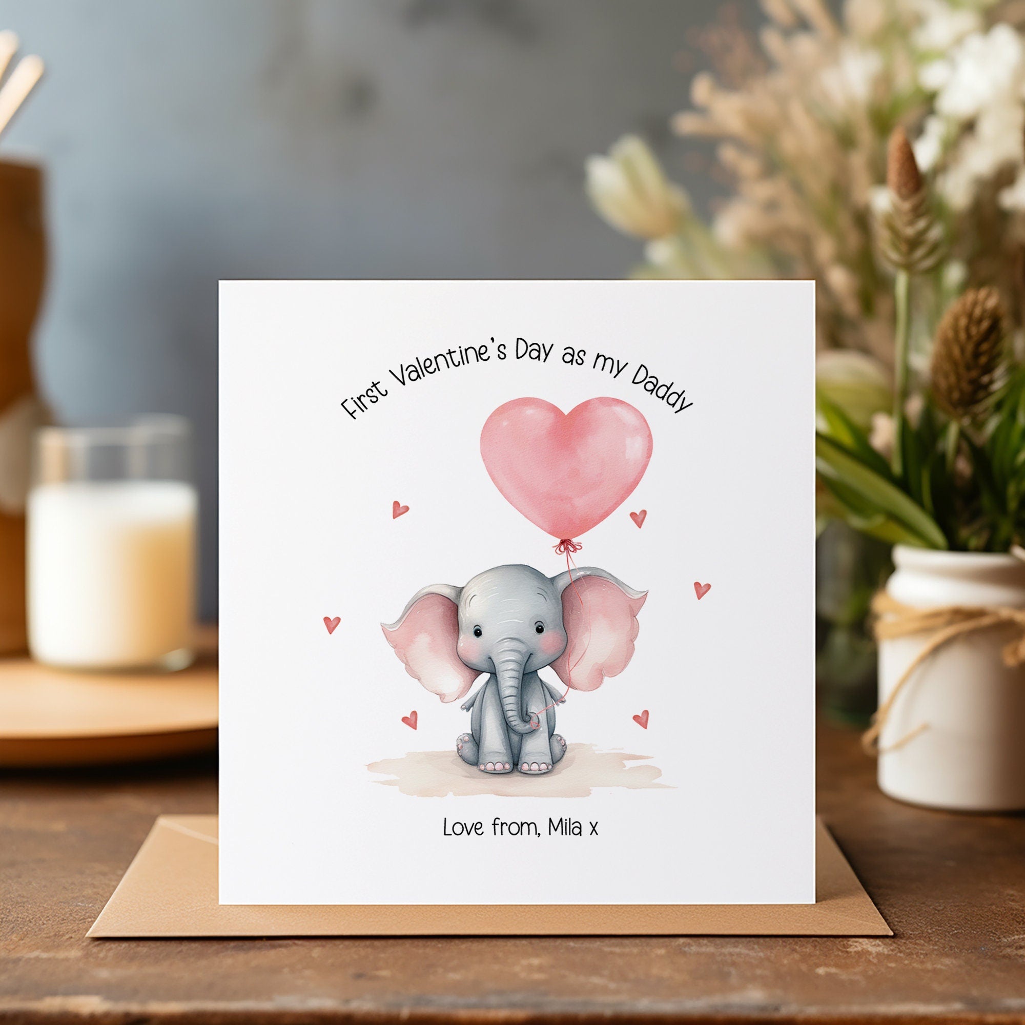 Personalised Valentines Daddy Card - First Valentines - Daddy Card - Valentines Balloon Card - On Your First Valentines - Kids Valentines