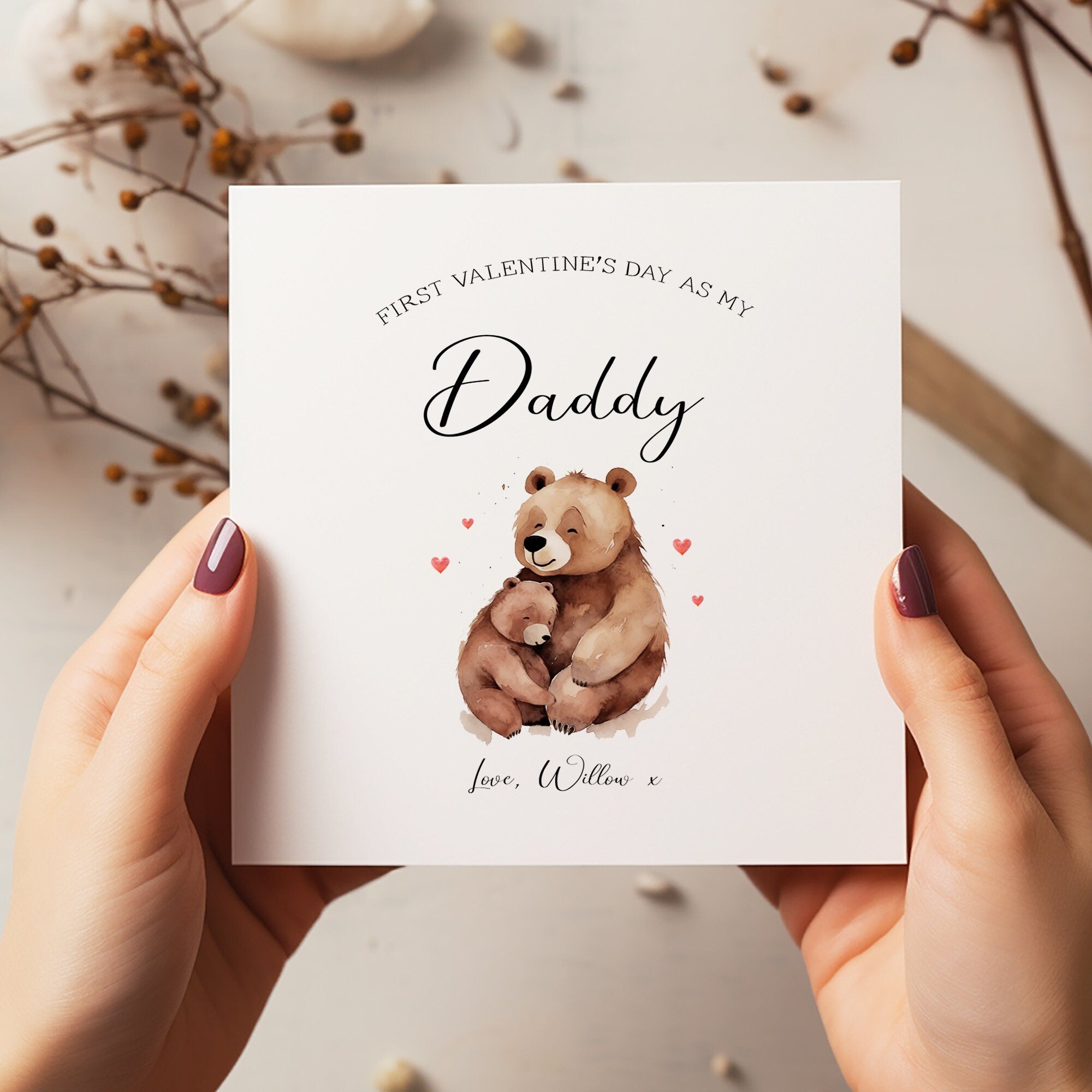 Personalised Valentines Daddy Card - First Valentines - Daddy Card - Valentines Card - On Your First Valentines - Daddy Bear Card