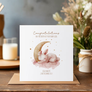 New Baby Card - Welcome to the World - Baby Girl Card - Keepsake - New Born