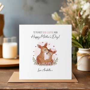 Happy Mother's Day Deer Personalised Card - Mummy Card - Watercolour Mother's Day Card - Mum Greeting Card