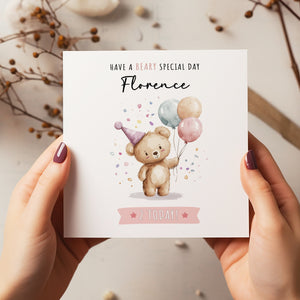 Personalised Bear Birthday Card - Happy Birthday - Birthday - Kids Birthday Card