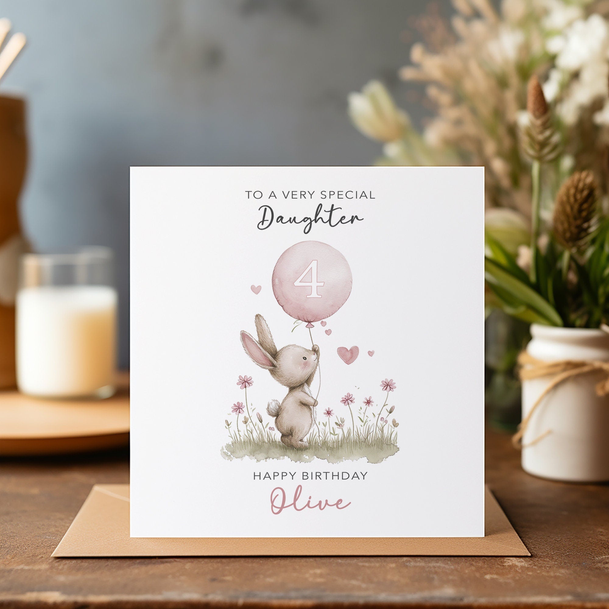 Personalised Bunny Birthday Card - Happy Birthday - Birthday - Kids Birthday Card