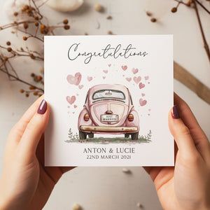 Personalised Just Married Card - Wedding Day Card - Wedding Car - Just Married