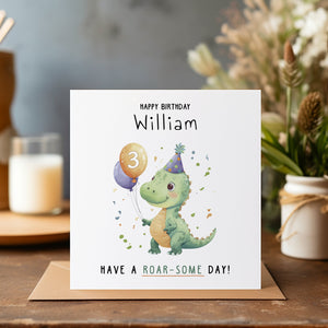 Personalised Dinosaur Birthday Card - Happy Birthday - Birthday Card - Kids Birthday Card