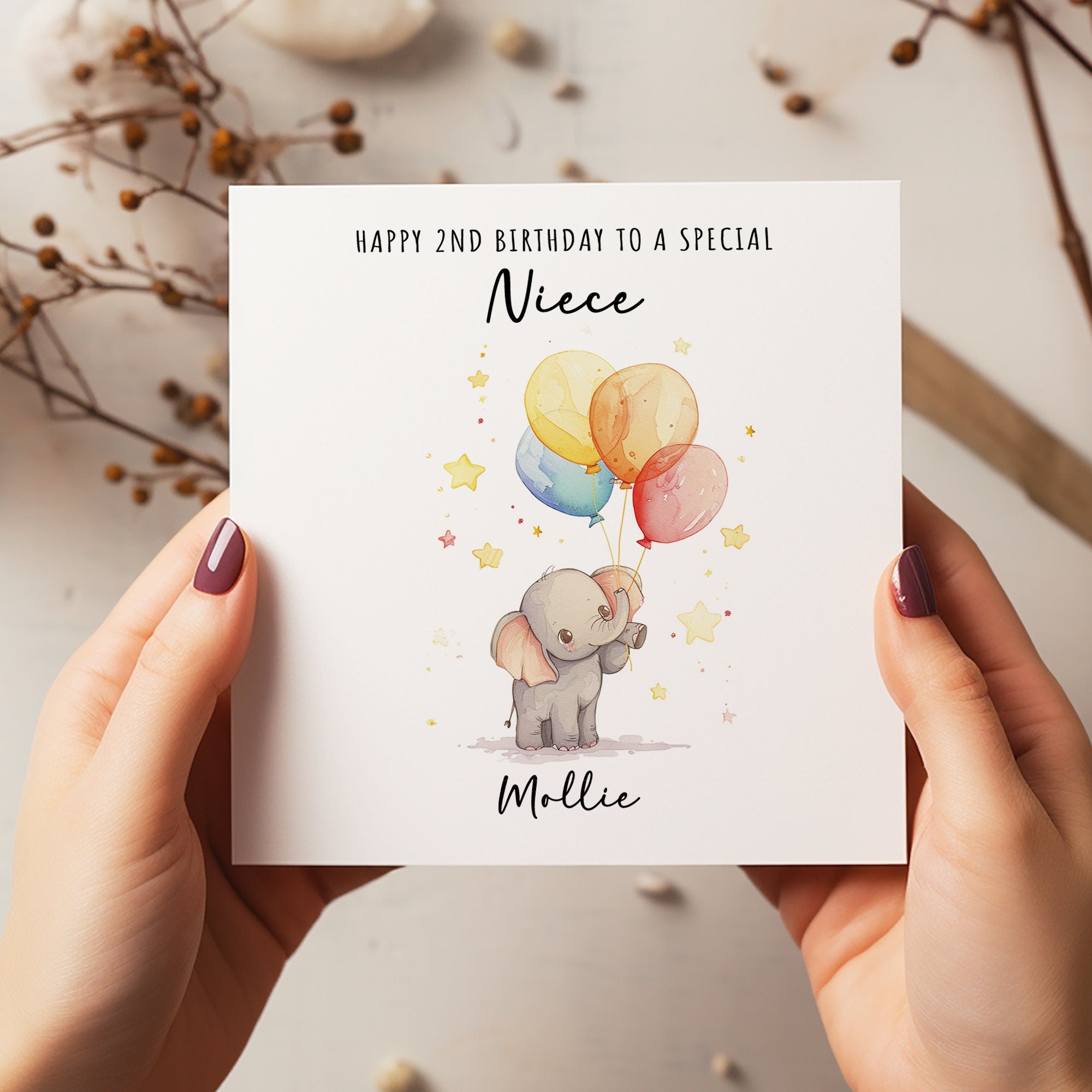 Personalised Elephant Birthday Card - Happy Birthday - Birthday - Kids Birthday Card