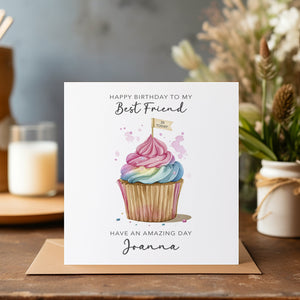 Personalised Cupcake Birthday Card - Happy Birthday - Birthday