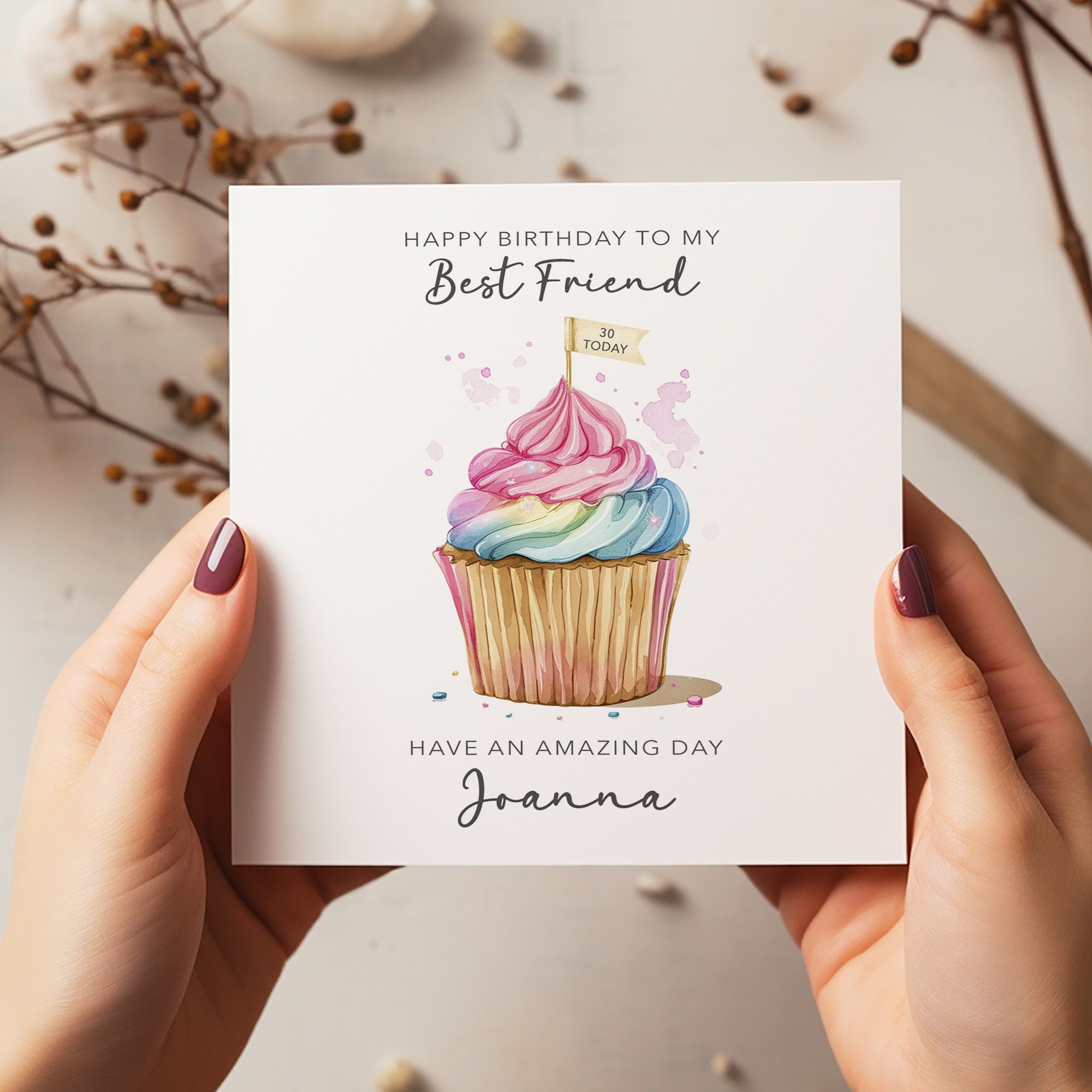 Personalised Cupcake Birthday Card - Happy Birthday - Birthday