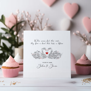 Personalised Swan Valentines Card - Valentine's Day - Couple Card - Husband Card - Wife Card - For Him - For Her