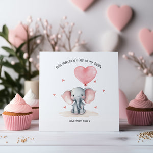 Personalised Valentines Daddy Card - First Valentines - Daddy Card - Valentines Balloon Card - On Your First Valentines - Kids Valentines