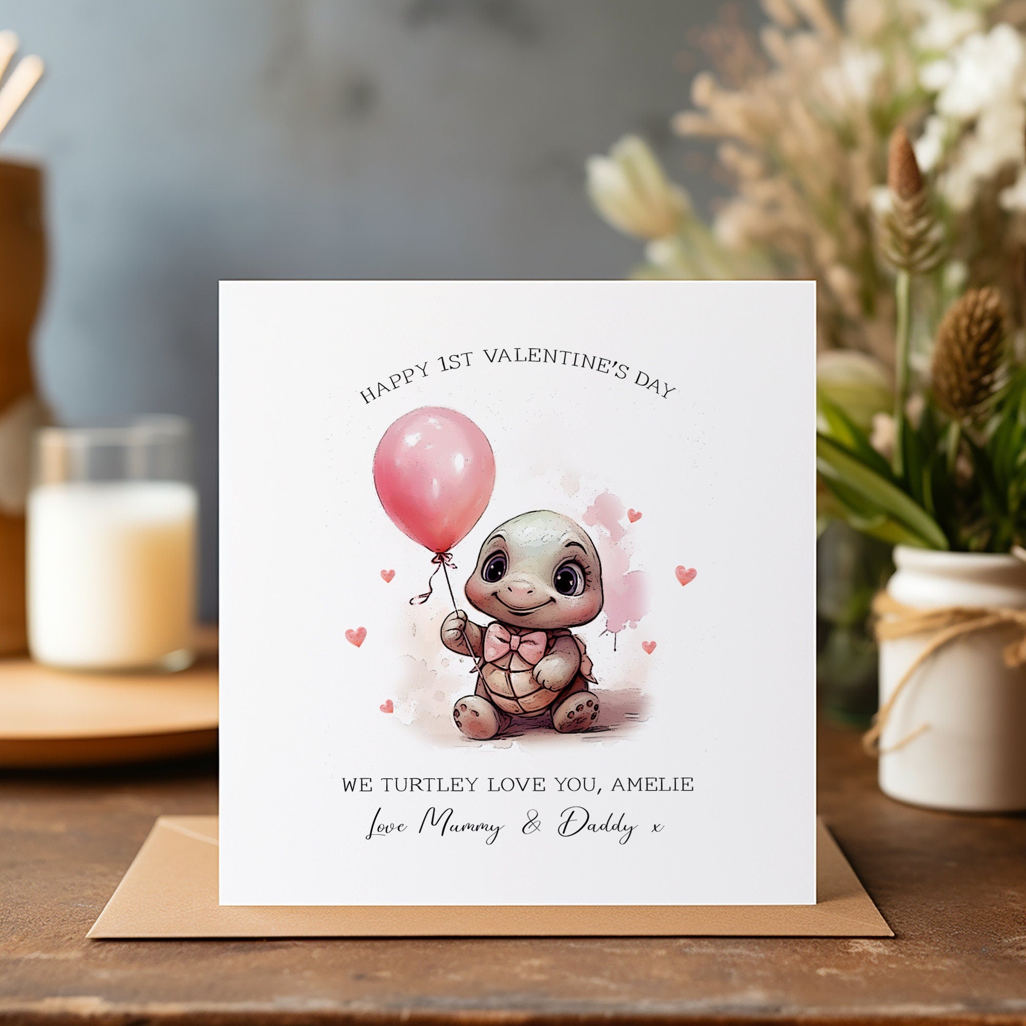 Personalised 1st Valentine Card - Valentines For Kids - Kids Valentines - Turtle - Valentines Day Kids