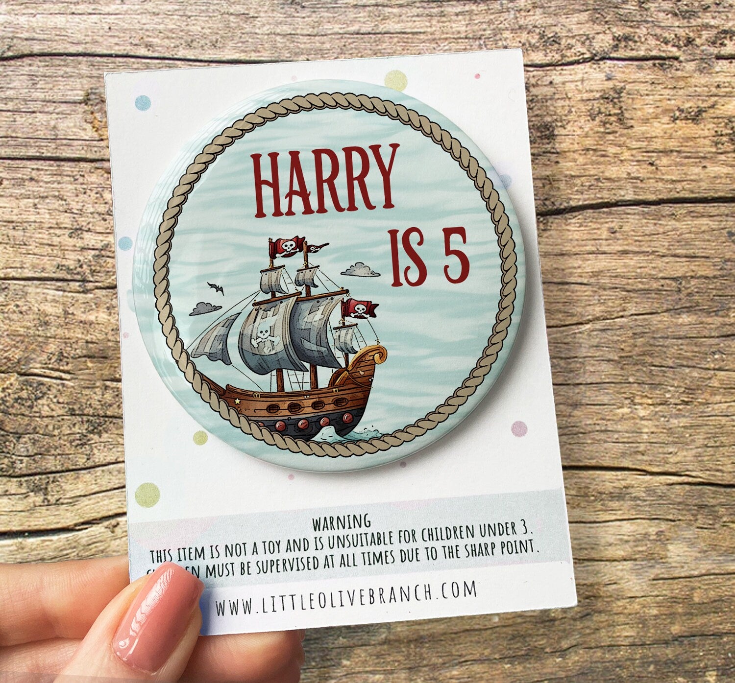 Birthday Pirate Ship Badge - Birthday Boy - Birthday Badge