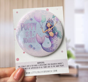 Birthday Girl Mermaid Badge - Birthday Girl - Birthday Badge - Under The Sea - Mermaid Party