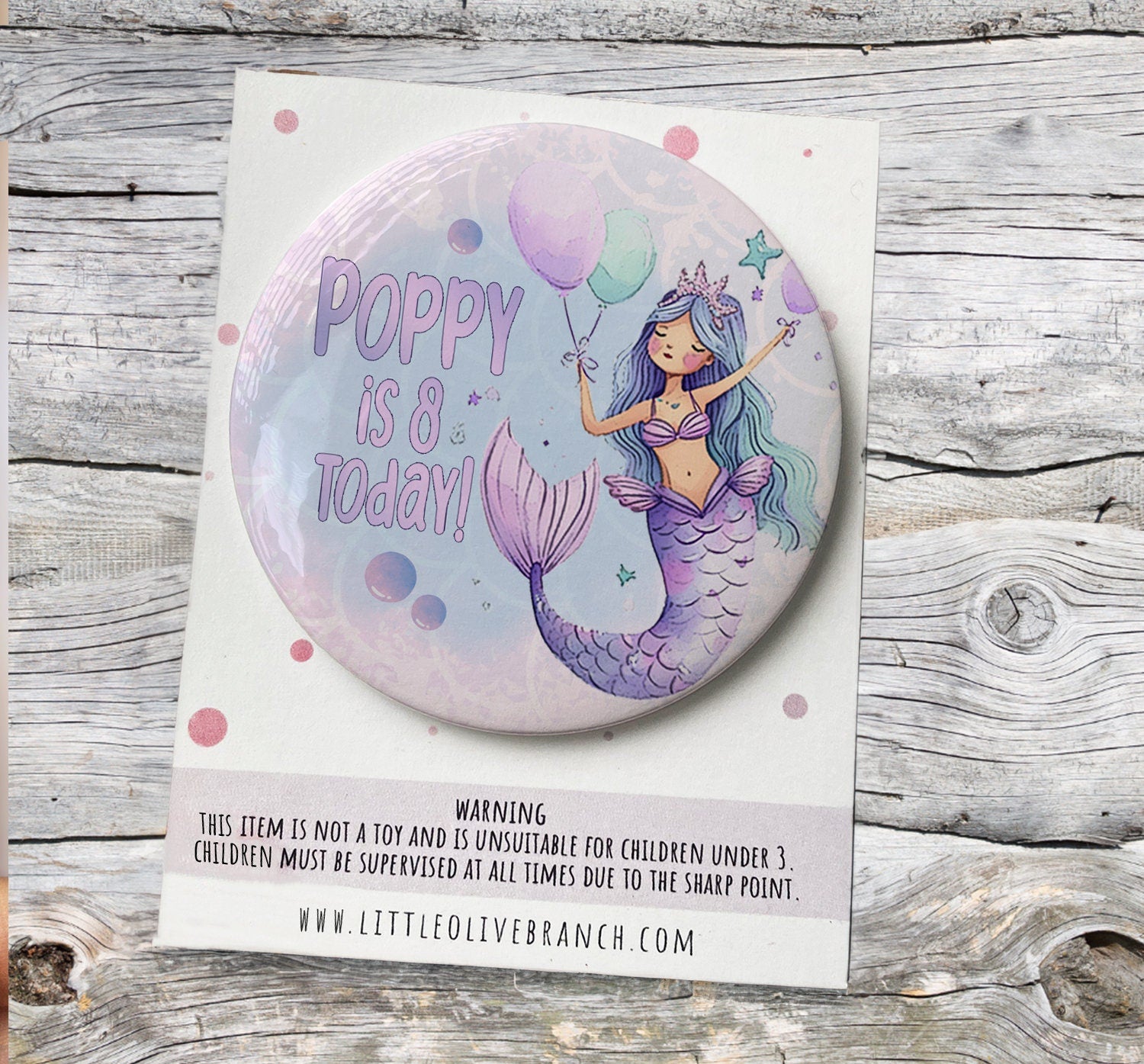 Birthday Girl Mermaid Badge - Birthday Girl - Birthday Badge - Under The Sea - Mermaid Party