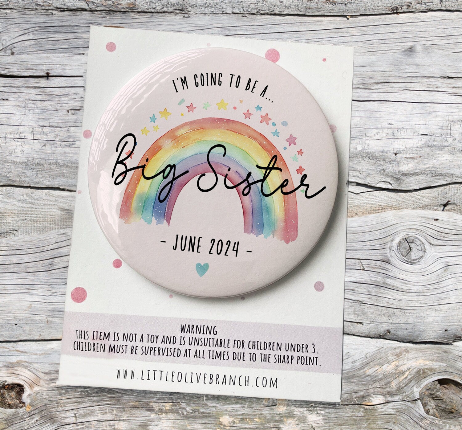 Personalised Big Sister Announcement Badge - First Time Parents - New Baby - Surprise Pregnancy - Pregnancy reveal - Big Sister