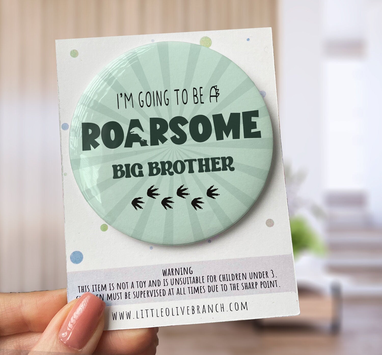 Personalised Big Brother Dinosaur Announcement Badge - First Time Parents - New Baby - Surprise Pregnancy - Pregnancy reveal - Big Brother