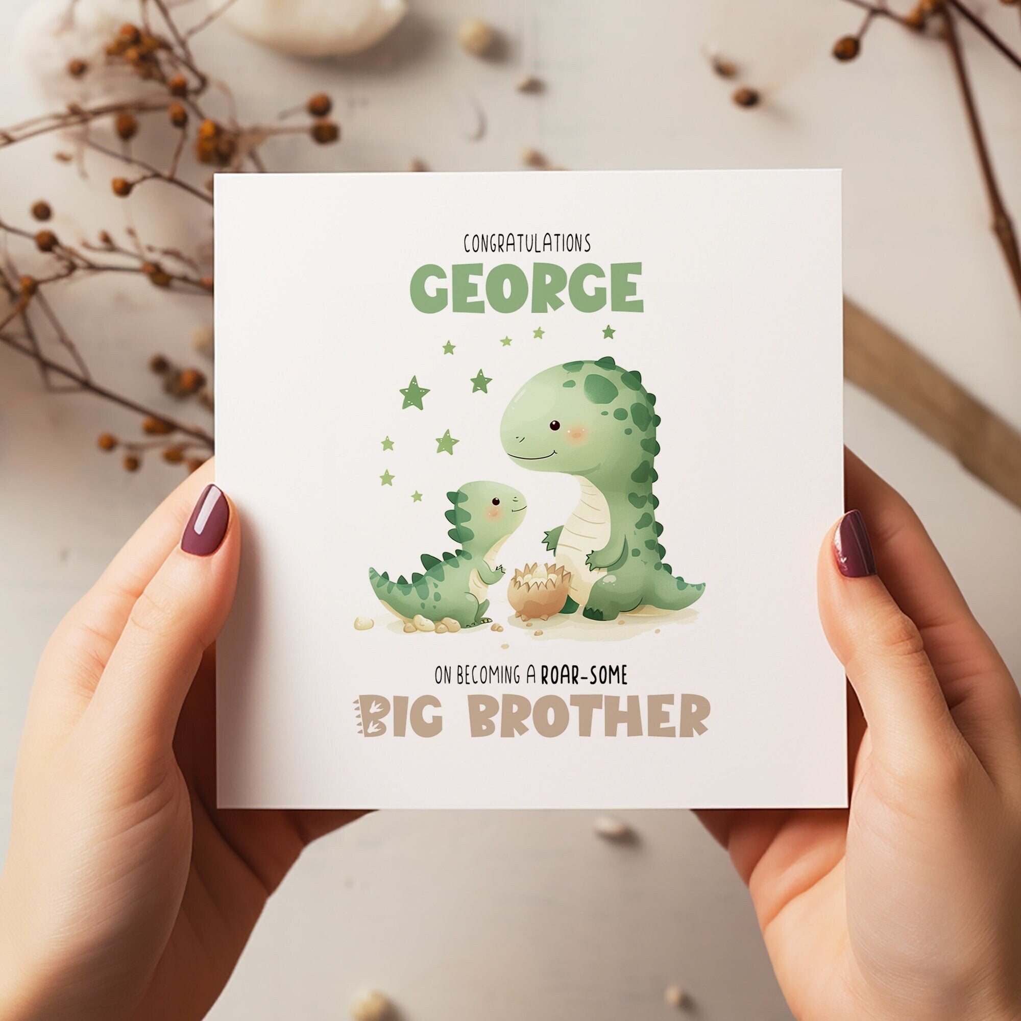 Dinosaur Big Brother Card - Personalised Dinosaur Big Brother Card - Dinosaur Little Brother Card - New baby brother card - Brother Card