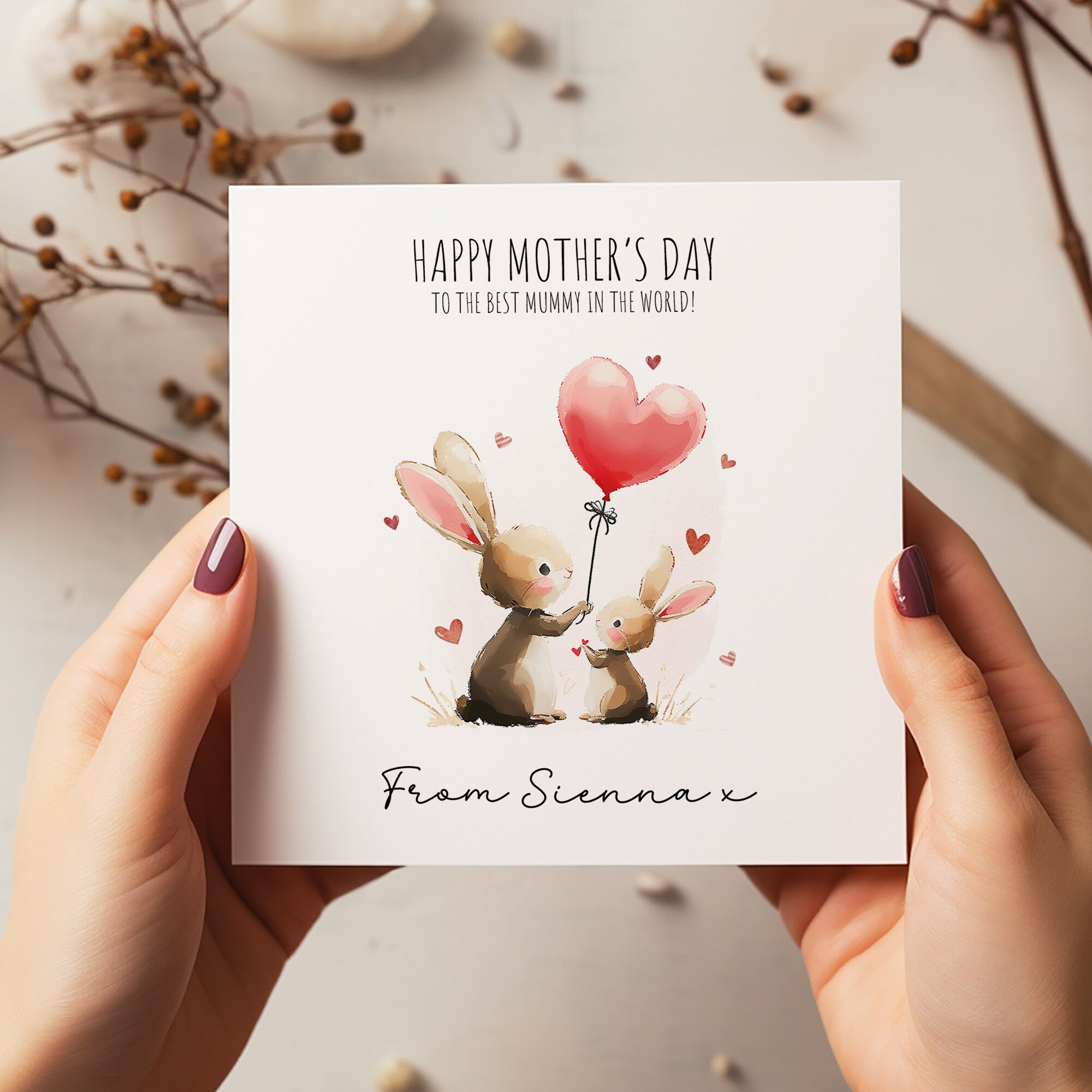 Happy Mother's Day Personalised Card - Mummy Card - Watercolour Mother's Day Card - Mum Greeting Card